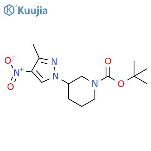 1-Piperidinecarboxylic acid, 3-(3-methyl-4-nitro-1H-pyrazol-1-yl)-, 1,1-dimethylethyl ester structure