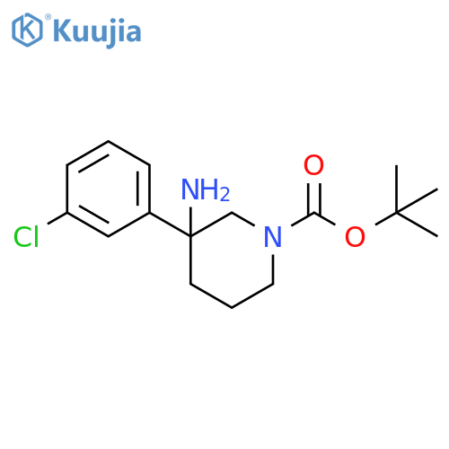 1-Piperidinecarboxylic acid, 3-amino-3-(3-chlorophenyl)-, 1,1-dimethylethyl ester structure