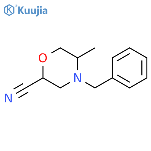 4-benzyl-5-methylmorpholine-2-carbonitrile structure