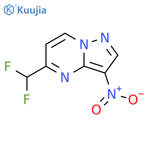 Pyrazolo[1,5-a]pyrimidine, 5-(difluoromethyl)-3-nitro- structure