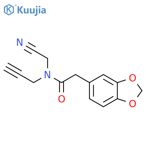2-(2H-1,3-benzodioxol-5-yl)-N-(cyanomethyl)-N-(prop-2-yn-1-yl)acetamide structure