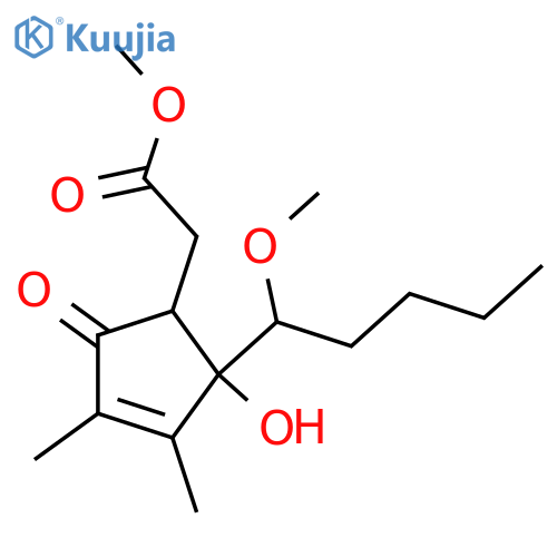 2-(2-Hydroxy-3,4-dimethyl-5-oxo-2-pentyl-3-cyclopentenyl)acetic acid; (1R,2R)-form, 8ξ-Methoxy, Me ester structure