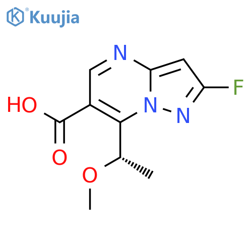 2-Fluoro-7-[(1S)-1-methoxyethyl]pyrazolo[1,5-a]pyrimidine-6-carboxylic acid structure