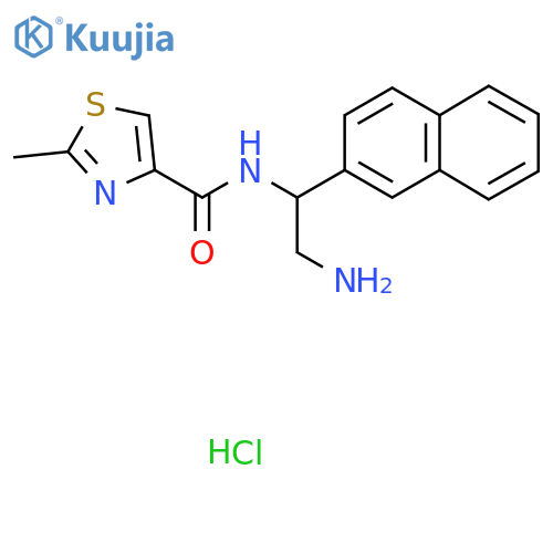 N-(2-Amino-1-naphthalen-2-ylethyl)-2-methyl-1,3-thiazole-4-carboxamide;hydrochloride structure