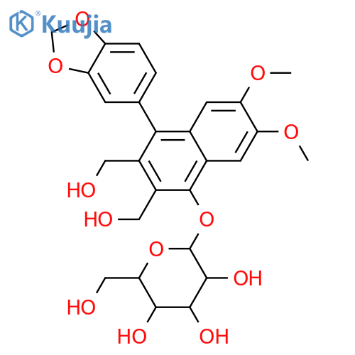 β-D-Glucopyranoside, 4-(1,3-benzodioxol-5-yl)-2,3-bis(hydroxymethyl)-6,7-dimethoxy-1-naphthalenyl (9CI) structure