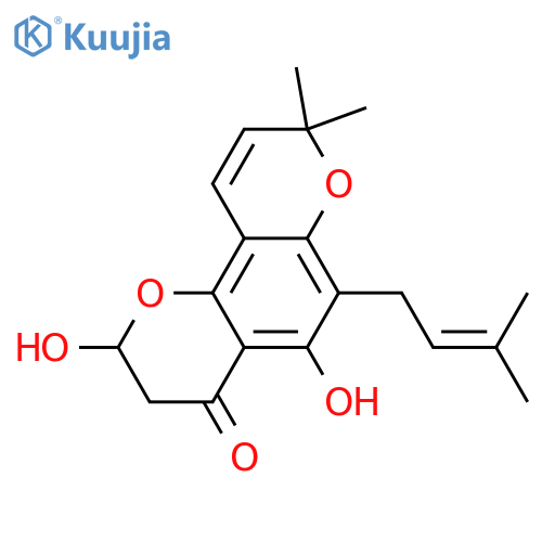 4H,8H-Benzo[1,2-b:3,4-b']dipyran-4-one,2,3-dihydro-2,5-dihydroxy-8,8-dimethyl-6-(3-methyl-2-butenyl)- (9CI) structure