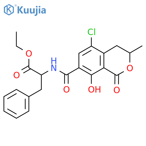 ethyl 2-[(5-chloro-8-hydroxy-3-methyl-1-oxo-3,4-dihydro-1H-2-benzopyran-7-yl)formamido]-3-phenylpropanoate structure