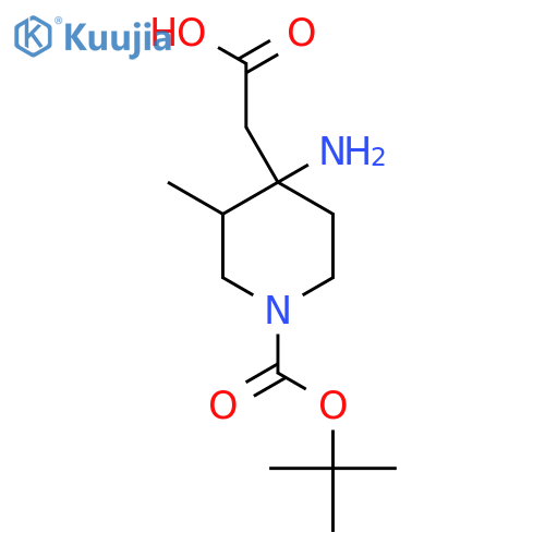 2-{4-Amino-1-[(tert-butoxy)carbonyl]-3-methylpiperidin-4-yl}acetic acid structure