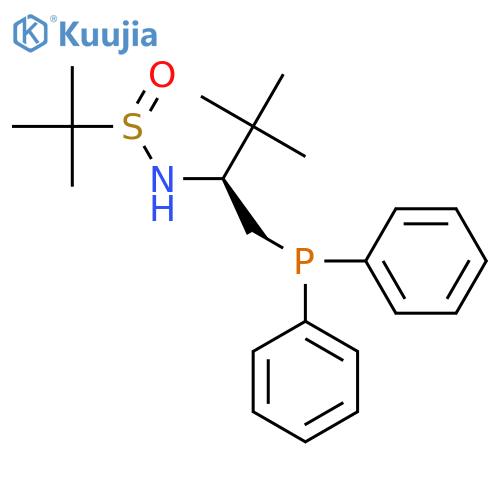 N-[(2S)-1-Diphenylphosphanyl-3,3-dimethylbutan-2-yl]-2-methylpropane-2-sulfinamide structure