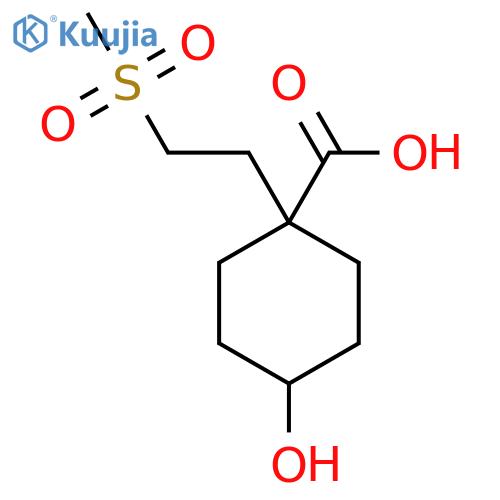 4-Hydroxy-1-(2-methanesulfonylethyl)cyclohexane-1-carboxylic acid structure