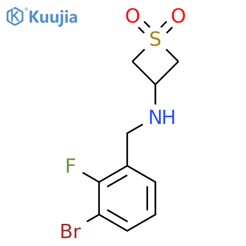 3-{[(3-Bromo-2-fluorophenyl)methyl]amino}-1lambda6-thietane-1,1-dione structure