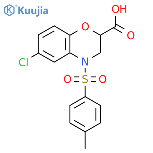 6-Chloro-4-(4-methylphenyl)sulfonyl-3,4-dihydro-2H-1,4-benzoxazine-2-carboxylic acid structure