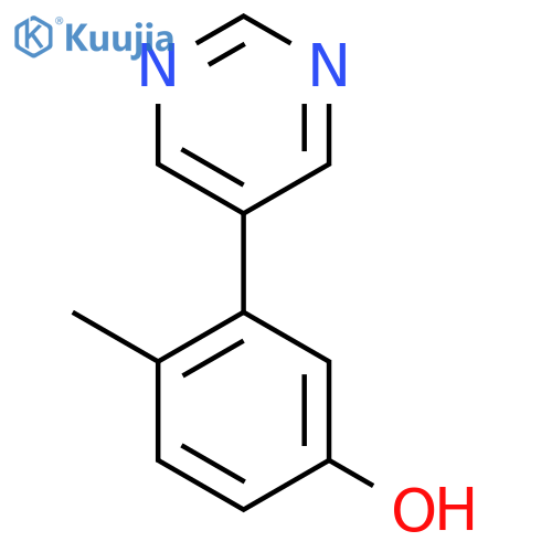4-Methyl-3-(pyrimidin-5-yl)phenol structure