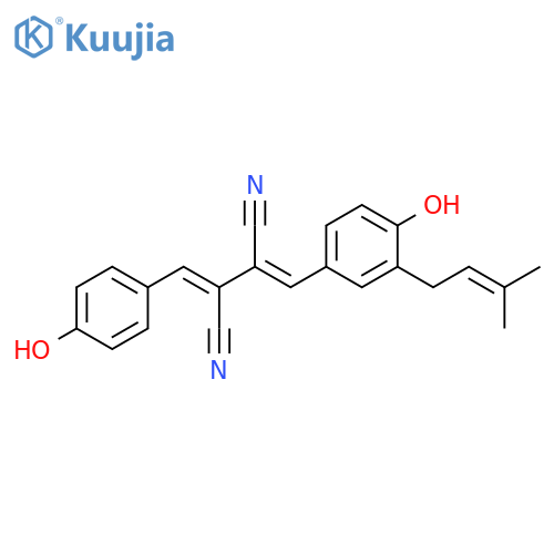 Butanedinitrile,2-[[4-hydroxy-3-(3-methyl-2-buten-1-yl)phenyl]methylene]-3-[(4-hydroxyphenyl)methylene]-,(2Z,3Z)- structure