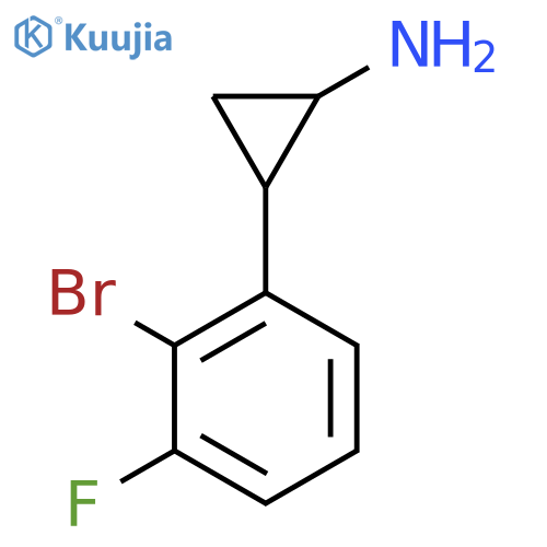 2-(2-Bromo-3-fluorophenyl)cyclopropan-1-amine structure