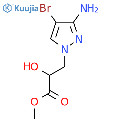 methyl 3-(3-amino-4-bromo-1H-pyrazol-1-yl)-2-hydroxypropanoate structure