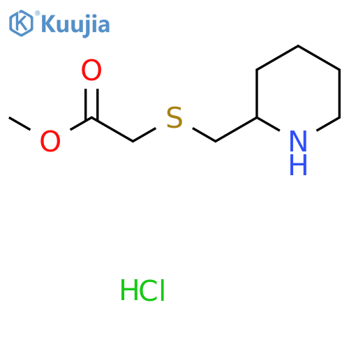 Methyl 2-[(piperidin-2-ylmethyl)sulfanyl]acetate hydrochloride structure