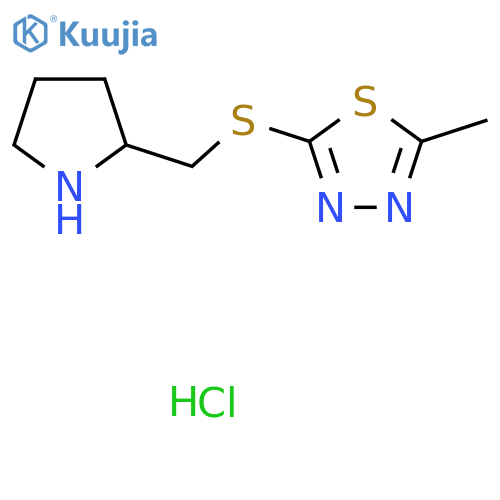 2-Methyl-5-[(pyrrolidin-2-ylmethyl)sulfanyl]-1,3,4-thiadiazole hydrochloride structure