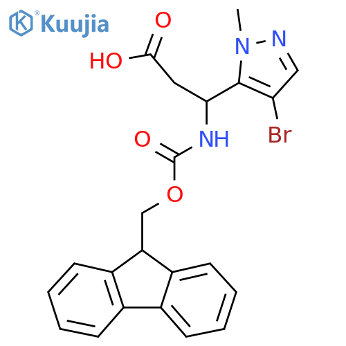 3-(4-bromo-1-methyl-1H-pyrazol-5-yl)-3-({[(9H-fluoren-9-yl)methoxy]carbonyl}amino)propanoic acid structure