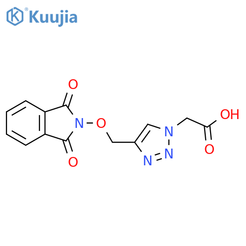 2-(4-{[(1,3-dioxo-2,3-dihydro-1H-isoindol-2-yl)oxy]methyl}-1H-1,2,3-triazol-1-yl)acetic acid structure