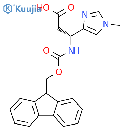 (3R)-3-({[(9H-fluoren-9-yl)methoxy]carbonyl}amino)-3-(1-methyl-1H-imidazol-4-yl)propanoic acid structure