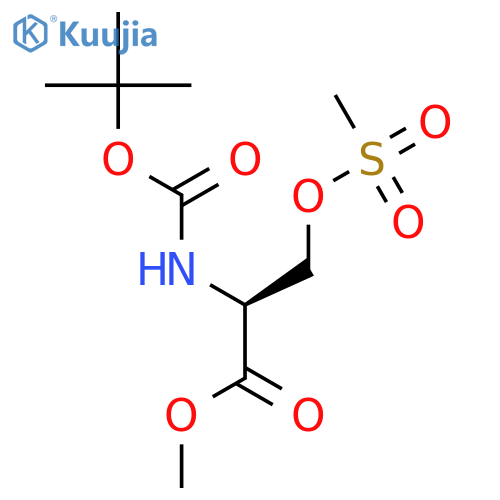 S-methyl 2-((tert-butoxycarbonyl)amino)-3-((methylsulfonyl)oxy)propanoate structure