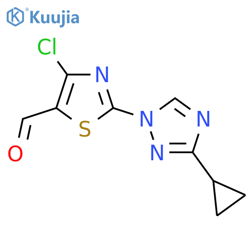 4-chloro-2-(3-cyclopropyl-1H-1,2,4-triazol-1-yl)-1,3-thiazole-5-carbaldehyde structure