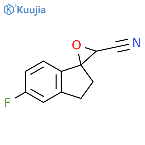 6-Fluorospiro[1,2-dihydroindene-3,3'-oxirane]-2'-carbonitrile structure