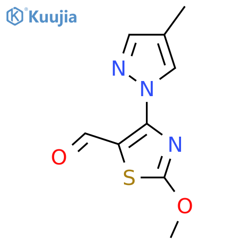 2-Methoxy-4-(4-methyl-1H-pyrazol-1-yl)-1,3-thiazole-5-carbaldehyde structure