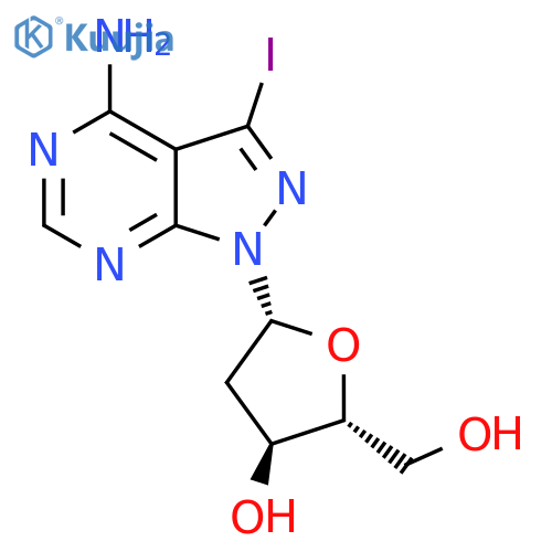(2R,3S,5R)-5-(4-Amino-3-iodo-1H-pyrazolo[3,4-d]pyrimidin-1-yl)-2-(hydroxymethyl)tetrahydrofuran-3-ol structure