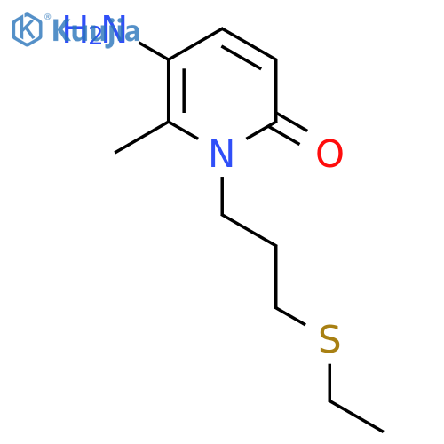 5-amino-1-3-(ethylsulfanyl)propyl-6-methyl-1,2-dihydropyridin-2-one structure