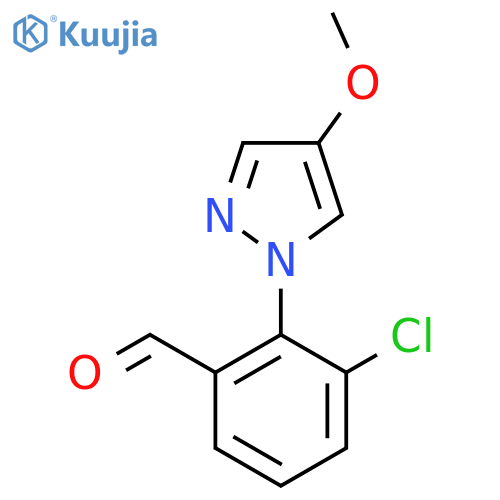 3-chloro-2-(4-methoxy-1H-pyrazol-1-yl)benzaldehyde structure
