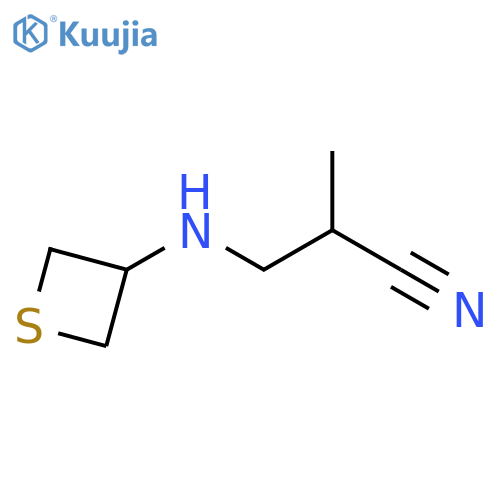 2-methyl-3-[(thietan-3-yl)amino]propanenitrile structure