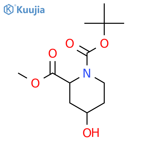 O1-tert-butyl O2-methyl 4-hydroxypiperidine-1,2-dicarboxylate structure