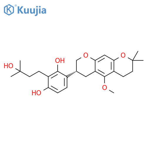1,3-Benzenediol, 2-(3-hydroxy-3-methylbutyl)-4-[(3R)-3,4,7,8-tetrahydro-5-methoxy-8,8-dimethyl-2H,6H-benzo[1,2-b:5,4-b']dipyran-3-yl]- structure