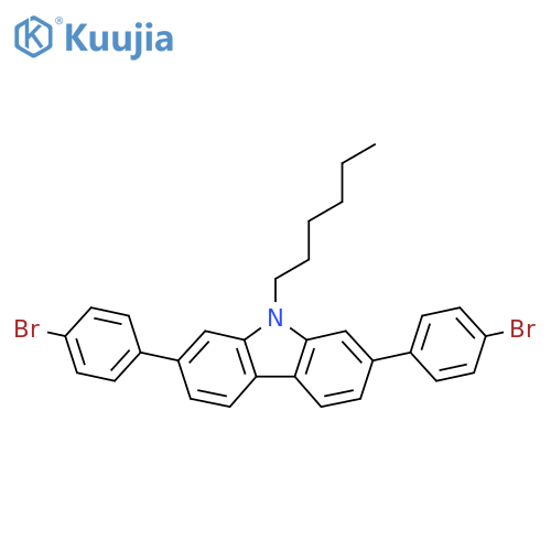 2,7-Bis(4-bromophenyl)-9-hexyl-9H-carbazole structure