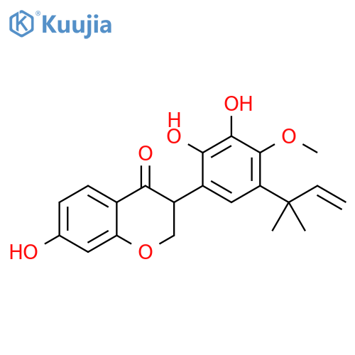4H-1-Benzopyran-4-one, 3-[5-(1,1-dimethyl-2-propen-1-yl)-2,3-dihydroxy-4-methoxyphenyl]-2,3-dihydro-7-hydroxy- structure