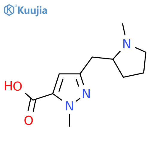 1-methyl-3-(1-methylpyrrolidin-2-yl)methyl-1H-pyrazole-5-carboxylic acid structure
