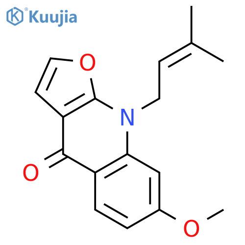 Furo[2,3-b]quinolin-4(9H)-one,7-methoxy-9-(3-methyl-2-buten-1-yl)- structure