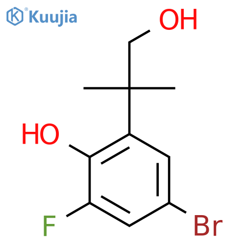 4-bromo-2-fluoro-6-(1-hydroxy-2-methylpropan-2-yl)phenol structure