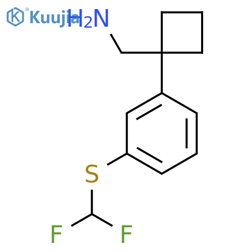 (1-{3-(difluoromethyl)sulfanylphenyl}cyclobutyl)methanamine structure