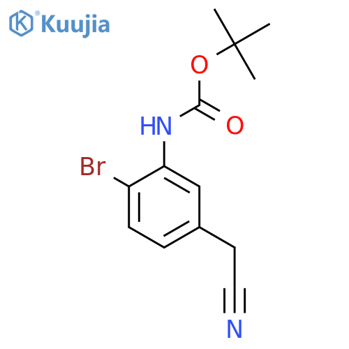 tert-butyl N-2-bromo-5-(cyanomethyl)phenylcarbamate structure