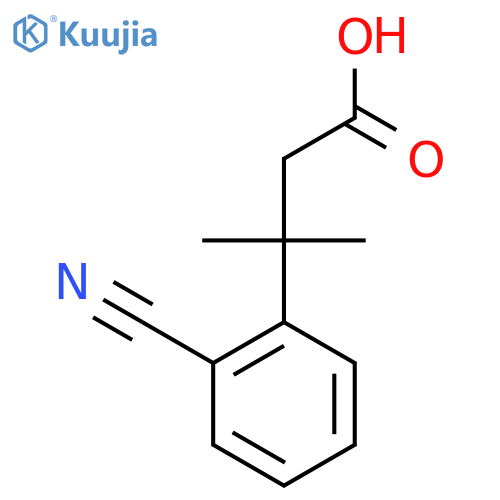 3-(2-cyanophenyl)-3-methylbutanoic acid structure