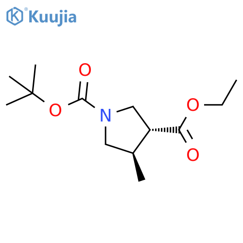 trans-1-tert-butyl 3-ethyl 4-methylpyrrolidine-1,3-dicarboxylate structure