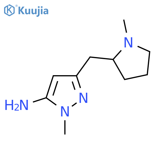 1-methyl-3-(1-methylpyrrolidin-2-yl)methyl-1H-pyrazol-5-amine structure