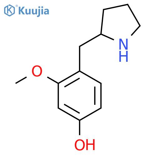 3-methoxy-4-(pyrrolidin-2-yl)methylphenol structure