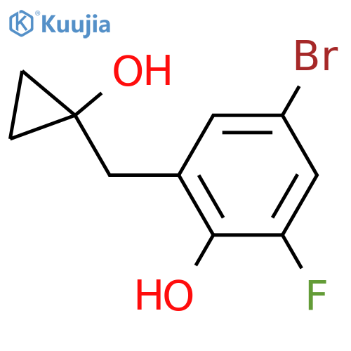 4-bromo-2-fluoro-6-(1-hydroxycyclopropyl)methylphenol structure