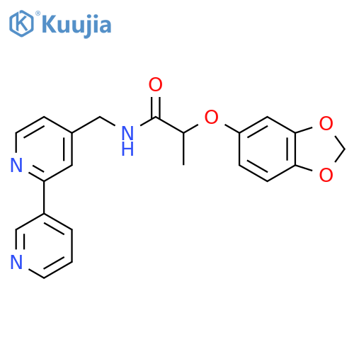 2-(2H-1,3-benzodioxol-5-yloxy)-N-({[2,3'-bipyridine]-4-yl}methyl)propanamide structure