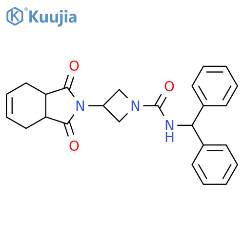 N-benzhydryl-3-(1,3-dioxo-3a,4,7,7a-tetrahydro-1H-isoindol-2(3H)-yl)azetidine-1-carboxamide structure