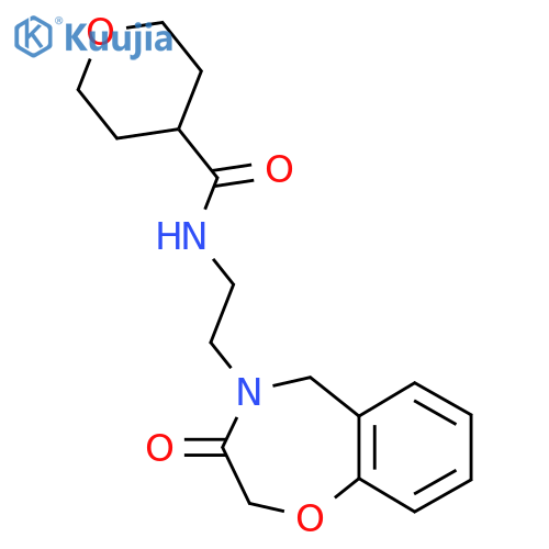 N-2-(3-oxo-2,3,4,5-tetrahydro-1,4-benzoxazepin-4-yl)ethyloxane-4-carboxamide structure